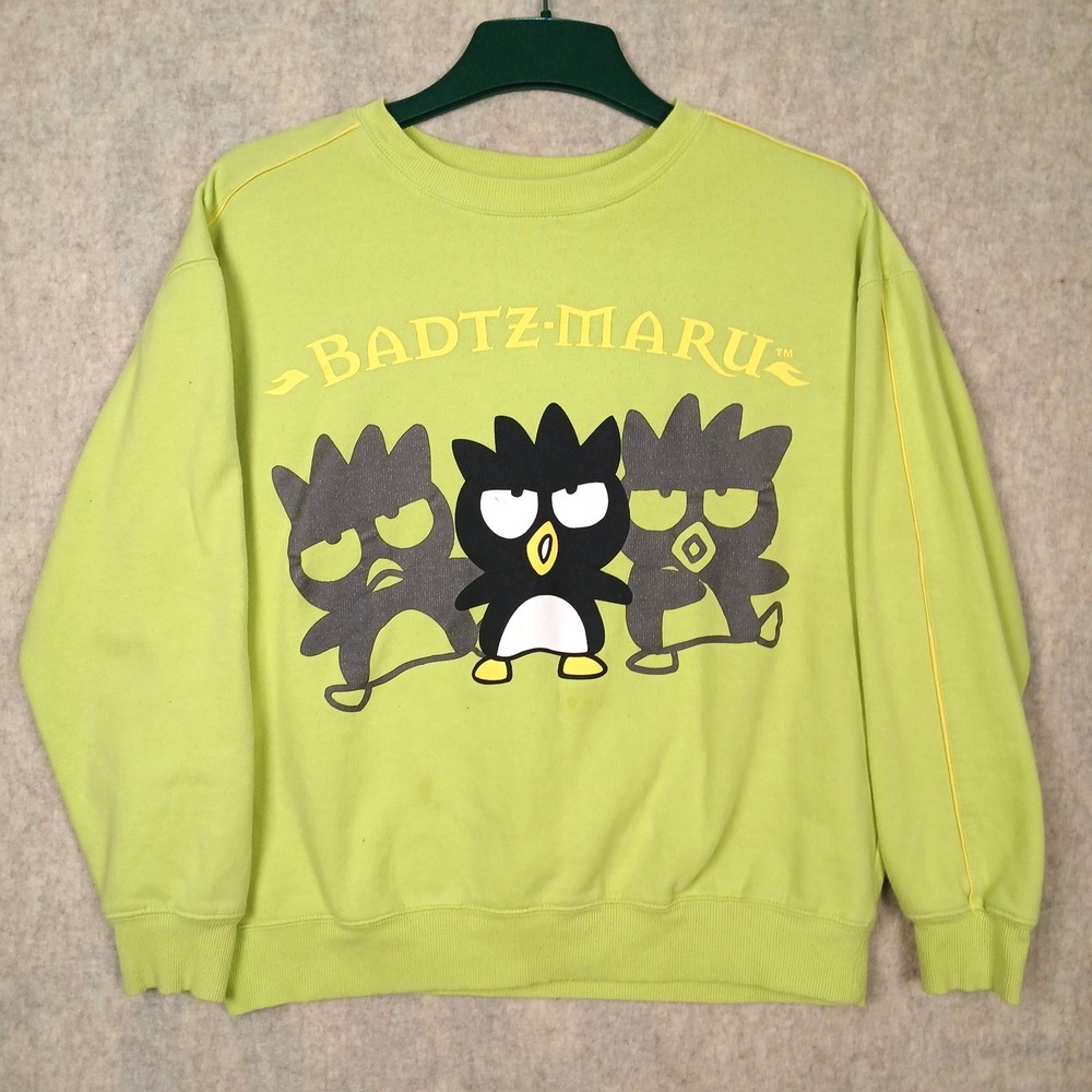 Badtz Maru by Sanrio Japanese Penguin Character Graphic Sweatshirt Lime Green L
